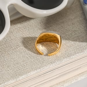 1 stück simple series  oval edelstahl gold farbe damen verstellbare ringe h5 Bild7