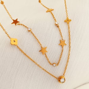 1 piece simple series simple sun/moon stainless steel  gold plated rhinestone women pendant necklaces h5 Picture3