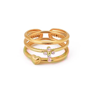 Ensemble de bagues pour femme en acier inoxydable couleur or, série luxueuse Ins Style Cross h5 Image10