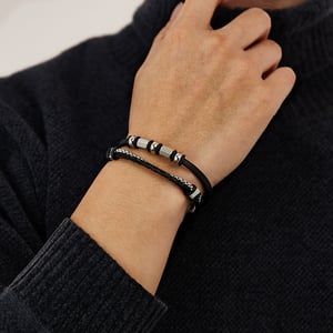 Pulseras de acero inoxidable para hombre, diseño geométrico punk, serie simple, 1 pieza h5 Imagen5