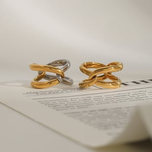 1 Piece Modern Series Daily Twist Stainless Steel Gold Color Women's Single Rings h5 Picture6