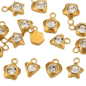 1 paio di pendenti da donna con zirconi placcati in oro , serie semplice, cuore semplice h5 Immagine6