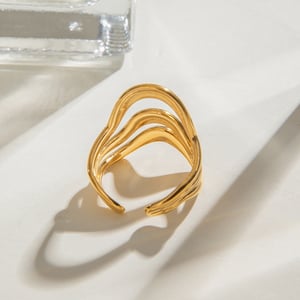 1 Piece Simple Series Casual Geometric Stainless Steel   Gold Color  Women's Adjustable Rings h5 Picture5