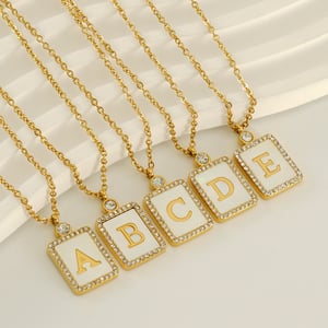 1 Stück Simple Series Daily Letter Edelstahl 18 Karat vergoldet Unisex Anhänger Halsketten h5 Bild4