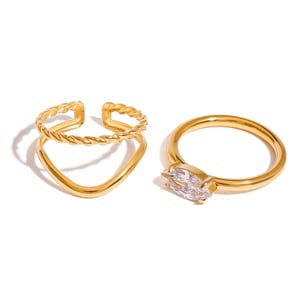 1 stück luxuriöse serie  style oval edelstahl gold farbe damen ring sets h5 Bild8
