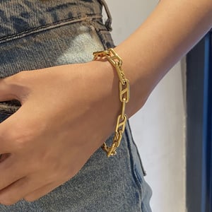 1 Stück Simple Series Klassische geometrische Edelstahl 18 Karat vergoldete Damen-Kettenarmbänder h5 Bild3