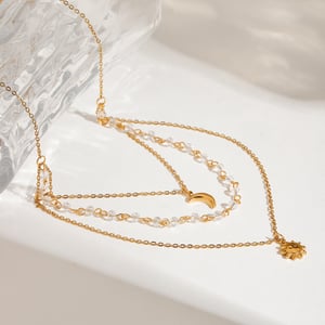 1 stück luxuriöse serie  style star edelstahl gold farbe damen layered halsketten h5 Bild5