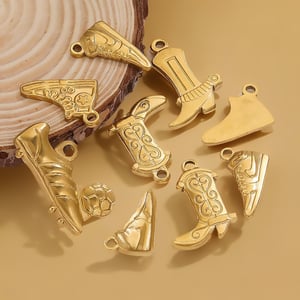 1 Piece Simple Series Chic Boots Stainless Steel Gold Color Unisex Pendants h5 Picture3