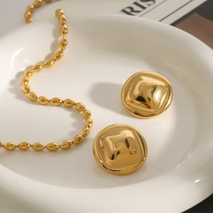 1 Pair Simple Series Modern Quadrilateral & Annular Shape Stainless Steel Gold Color Women's Stud Earrings h5 Picture5