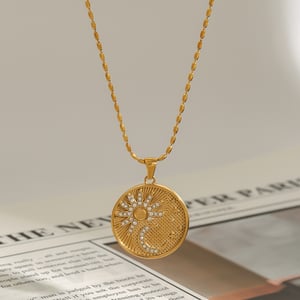 1 Piece Romantic Series Stylish Sun & Moon Pattern Stainless Steel Gold Color Women's Pendant Necklaces h5 Picture7