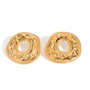 1 pair classic series elegant annular stainless steel  gold plated women stud earrings h5 Picture6