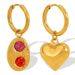 1 par de pendientes colgantes de acero inoxidable chapados en oro de 18 quilates con forma de corazón para mujer h5 Imagen6