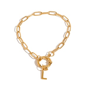 1 piece simple series simple letter stainless steel  gold plated women charm bracelets h5 Picture5