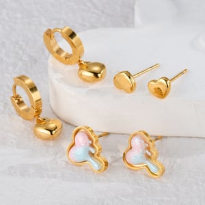 1 Paar Simple Series Sweet Heart Edelstahl 18 Karat vergoldete Damen-Ohrstecker h5 Bild4