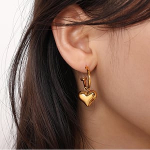 1 Pair Romantic Series Sweet Heart Titanium Steel   Gold Color  Women's Drop Earrings h5 Picture5
