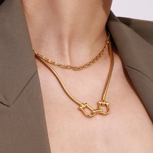 1 piece fashionable series  line stainless steel gold color women's pendant necklaces h5 Picture3