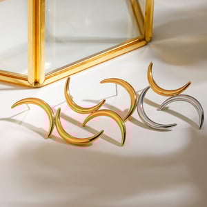 1 paar simple series  style moon edelstahl goldfarben damen ohrstecker h5 Bild4