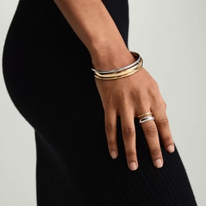 1 pair simple style geometric stainless steel  gold plated women's single ring h5 Picture4