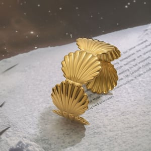 1 Piece Vacation Series Vogue Conch Shape Stainless Steel Gold Color Women's Bangles h5 Picture4
