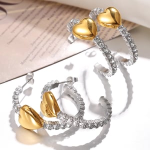 1 Pair Simple Series Elegant Heart Titanium Steel   Gold Color  Women's Hoop Earrings h5 Picture4