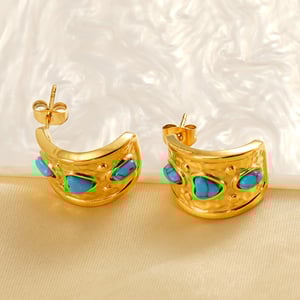 1 pair simple series retro polka dots stainless steel  gold plated women stud earrings h5 Picture5