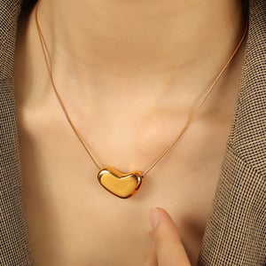 1 piece simple series simple heart stainless steel  gold plated women pendant necklaces h5 Picture6