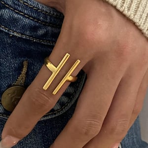 1 Stück schlichter Statement-Ring aus Edelstahl in Goldfarbe h5 Bild4