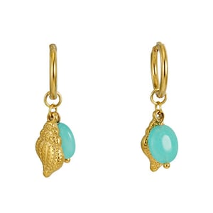 1 pair simple vocation style conch shape stainless steel  gold plated inlay natural stone women's drop earrings h5 Picture6