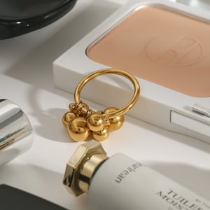 1 Piece Minimalist Series Casual Sphere Stainless Steel Gold Color Women's Single Rings h5 Picture4