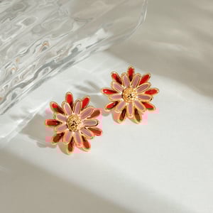 1 paar luxuriöse serie  style daisy edelstahl gold farbe damen ohrstecker h5 Bild4