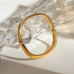 1 paio di braccialetti da donna con fibbia in acciaio inossidabile oro 18k esagerato stile transfrontaliero quadrato liscio antico h5 Immagine2