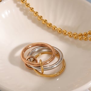 1 paar Simple Series Personality Annular roestvrij staal vergulde dames enkelvoudige ringen h5 Afbeelding3