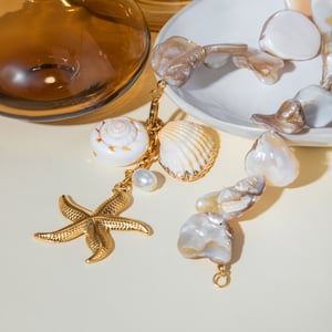 internet  new fashion necklace  gold stainless steel whole string shell string starfish pearl pendant necklace h5 Picture4