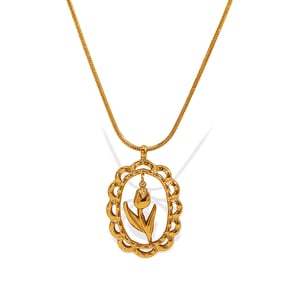 1 Piece Elegant Series Daily Tulip Shape Stainless Steel Gold Color Women's Pendant Necklaces h5 Picture6
