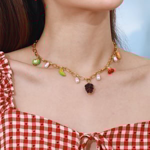 1 Piece Polychrome Series Natural Fruit Stainless Steel Gold Color Women's Pendant Necklaces h5 Picture4