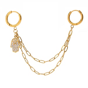 1 paio di pendenti da donna con strass in acciaio inossidabile placcato oro , serie semplice, classici e geometrici h5 Immagine5