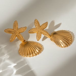 1 pair simple series vacation turtle stainless steel  gold plated women drop earrings h5 Picture3