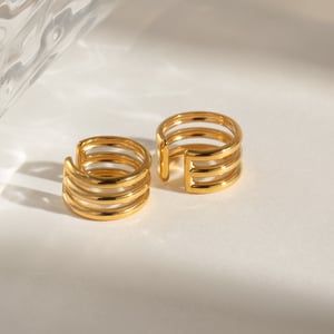 1 pair simple series simple annular stainless steel  gold plated women clip-on earrings h5 Picture5