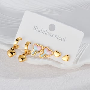 1 Paar Simple Series Sweet Heart Edelstahl 18 Karat vergoldete Damen-Ohrstecker h5 Bild3