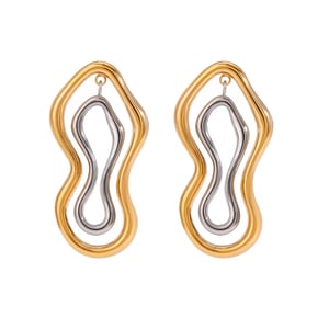 1 pair simple series simple annular stainless steel  gold plated women stud earrings h5 Picture6