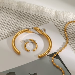 1 Piece Designable Series Original Nail Knot Mixed Color Stainless Steel Gold & Silver Color Women's Bangles h5 Picture4