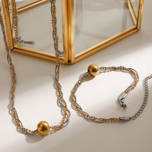1 Stück Simple Series Original Design Line Edelstahl Goldfarbene Damenketten h5 Bild5