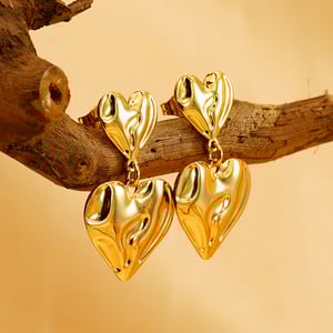 1 pair simple series daily heart stainless steel  gold plated women stud earrings h5 Picture3