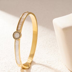 1 Piece Exquisite Series Retro Circle Stainless Steel Gold Color Women's Bangles h5 Picture4