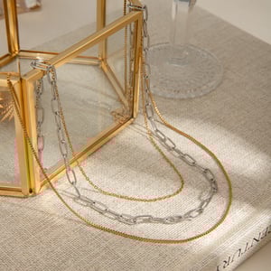 1 Piece Simple Series Commute Annular Stainless Steel Gold and Silver Color Women's Layered Necklaces h5 Picture4