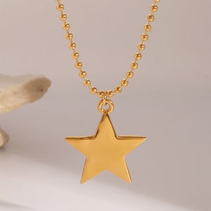 1 Piece Modern Series Daily Solid Pentagram Stainless Steel Gold Color Women's Pendant Necklaces h5 Picture5