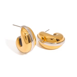 1 pair stylish series  droplet stainless steel gold & silver color women's stud earrings h5 Picture6