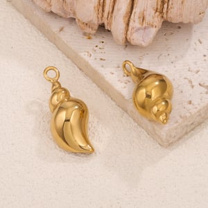 1 Piece Marine Series Simple Conch Shape Stainless Steel Gold Color Women's Pendants h5 Picture4