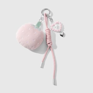 1 Piece Sweet Beaded Bow Plush Heart Strawberry Bag Charms h5 Picture5