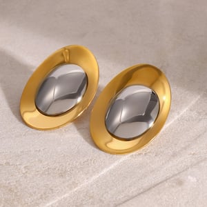 1 pair simple series casual geometric stainless steel  gold plated women stud earrings h5 Picture3